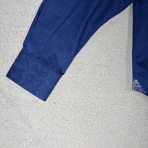 Robert Graham Shirt Men’s Size‎ 2XL Blue Paisley Flipcuff  Bouclé Knit Jacquard - Picture 7 of 16